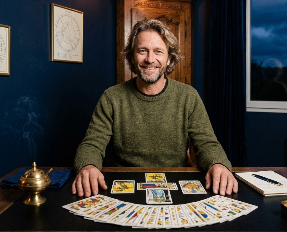 Cléo Duval dans son cabinet de tarot à Nice